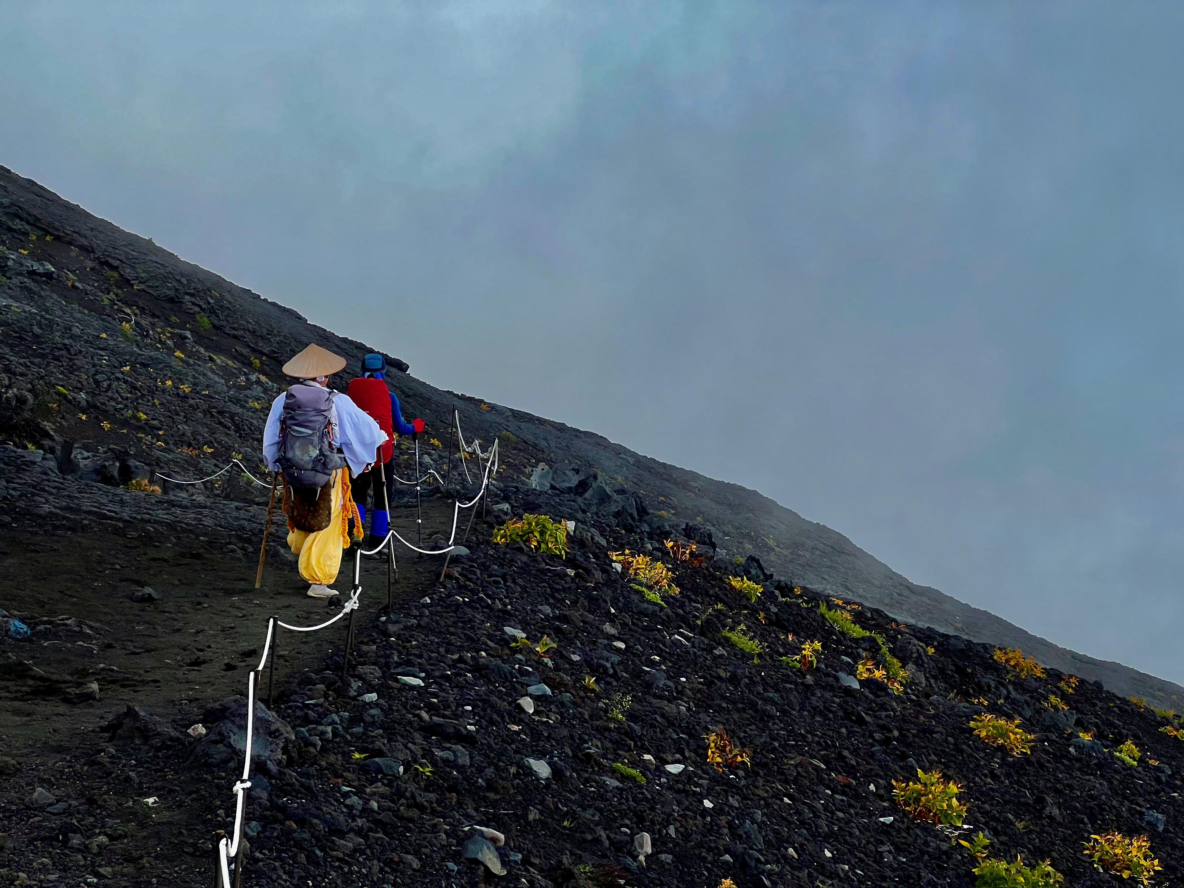 People hiking Mt. Fuji